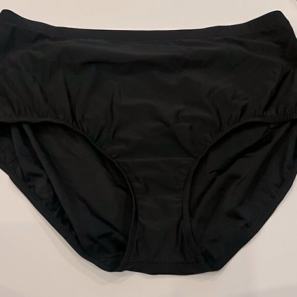 New Swim Solutions Plus Size Mid-Rise Tummy-Control Swim Bottoms Black Size 24W - Picture 10 of 14